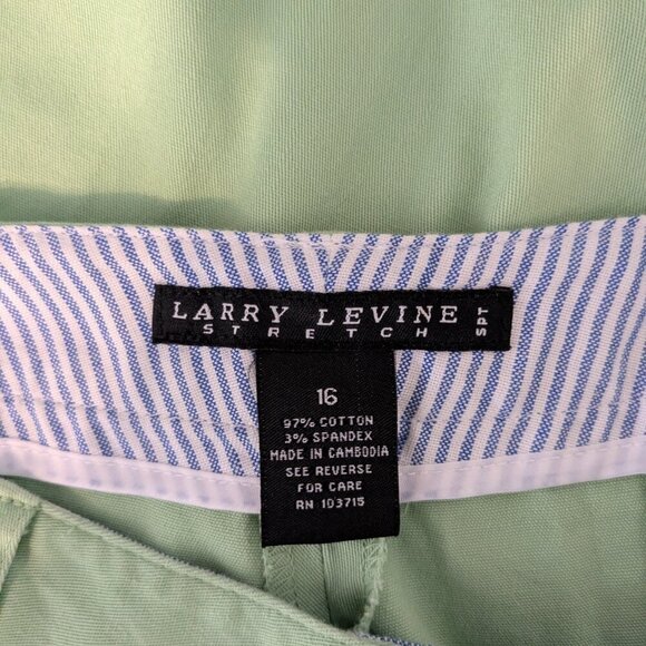 LARRY LEVINE Lime Green High Rise Front Zip Stretch Cropped Pants; Size 16 - Picture 3 of 4